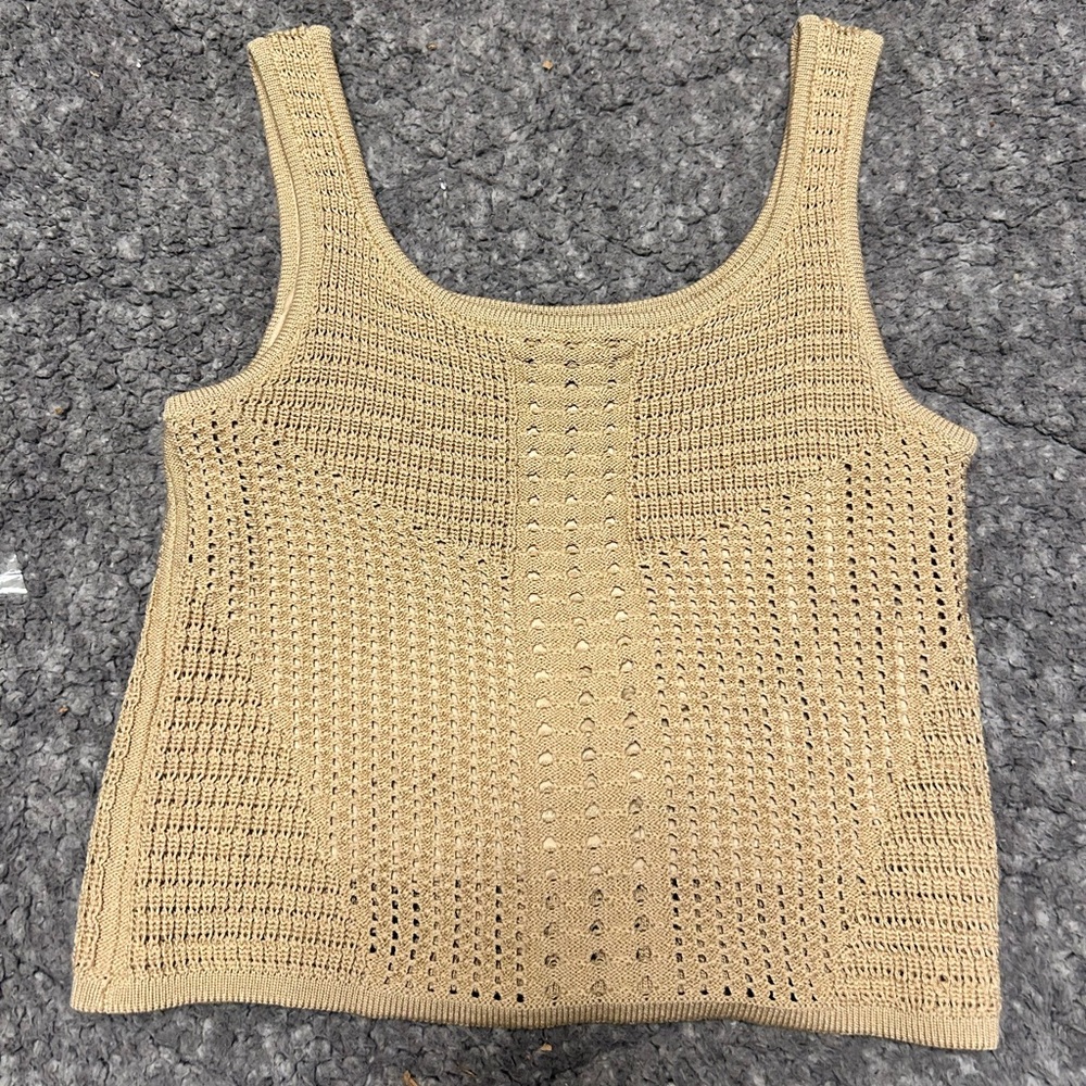 Rachel Zoe Beige Knit Tank Top